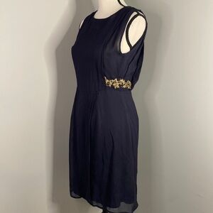Zara Stunning Elegant Gold Detail Backless Black Dress XS